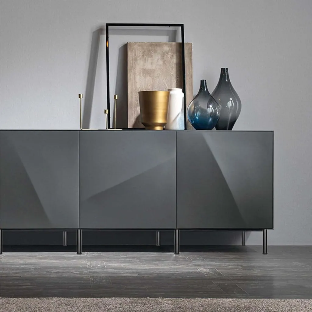 Pieds de meuble métalliques noirs et modulables pour salon moderne - 4x