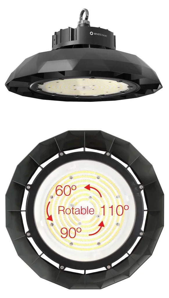 Éclairage LED industriel UFO LENS SWITCH 120W 200W pour atelier et dépôt