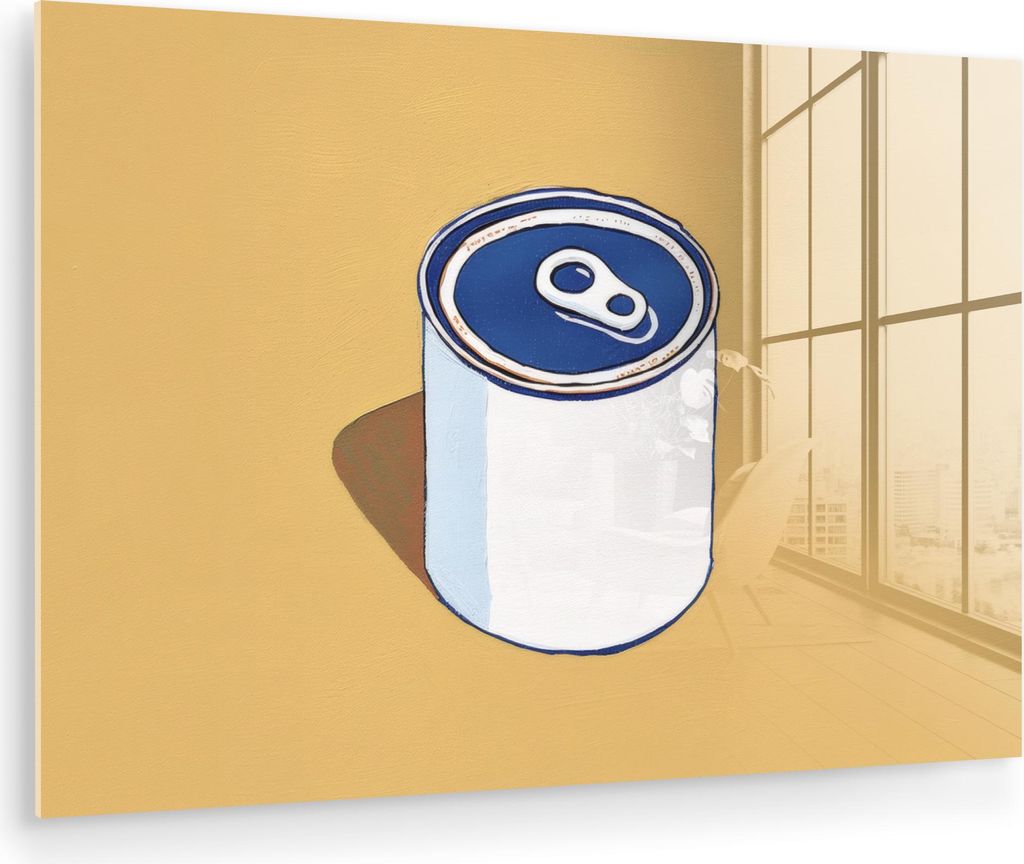 MuchoWow Glasbilder - Bilder auf Wandbild - Foto auf Glas Dose - Minimalistisch - Blau - Illustration 30x20 cm Wanddekoration aus Glas - Acrylglasb...