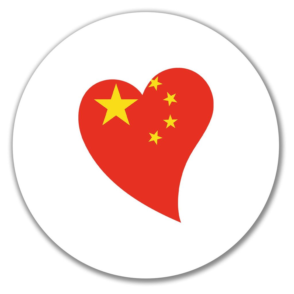 Huuraa Aufkleber China Flagge Herz 10cm rund Sticker Geschenkidee