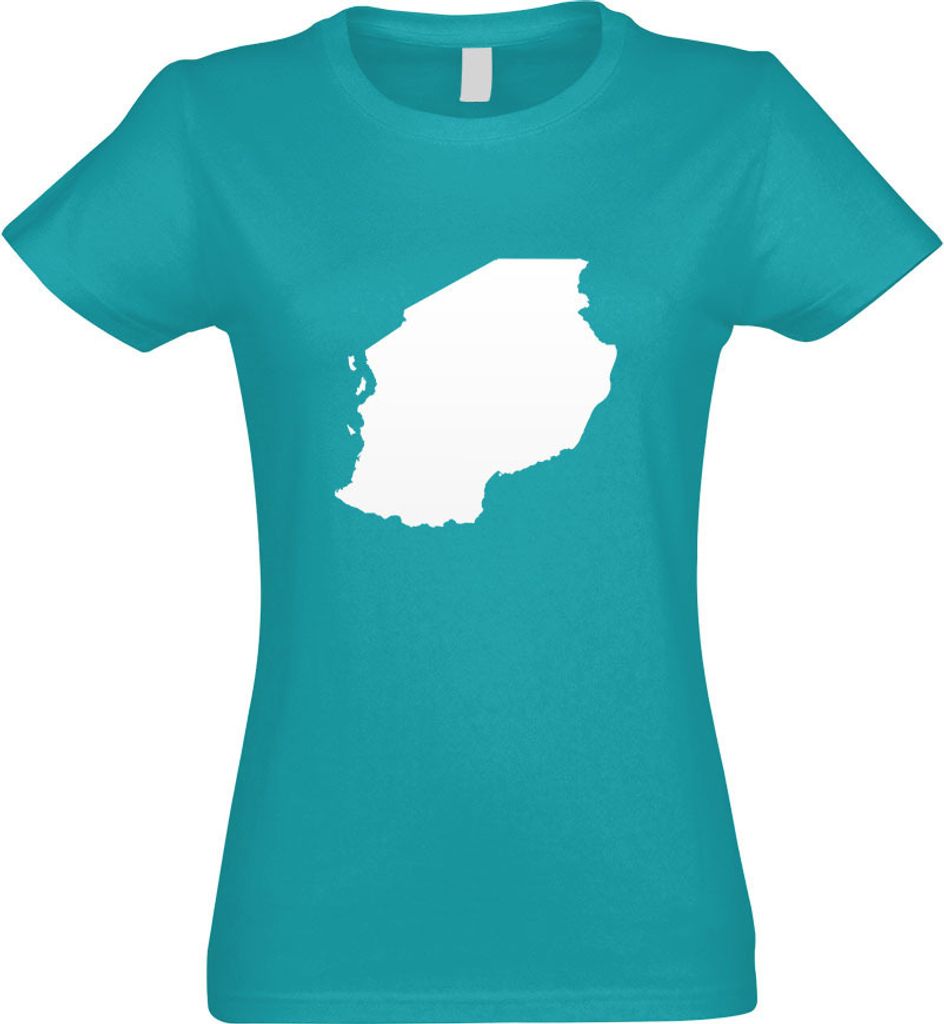 Kiwistar - T-Shirt tailliert - Damen - türkis - Tansania Umriss Kontur - mit Motiv Bedruckt - Funshirt Design - Sport - Freizeit - Damen - XXL