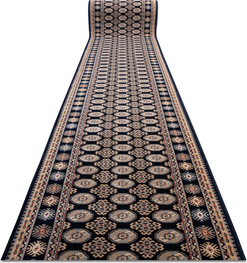 Läufer Wolle NAIN Rosette 6177 51011 dunkelblau / beige 100cm Blau 100x100 cm