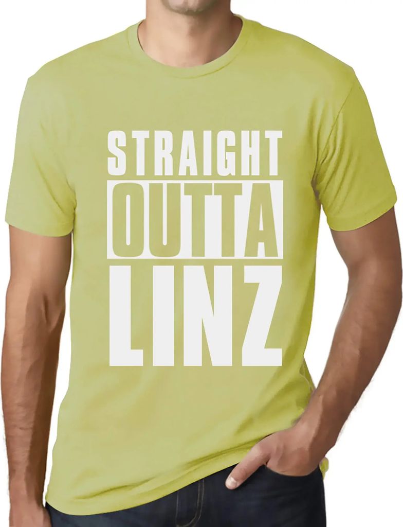 Herren Grafik T-Shirt Direkt aus Linz – Straight Outta Linz – Öko-Verantwortlich Vintage Jahrgang Kurzarm Lustige Druck Geburtstag Geschenk Mann