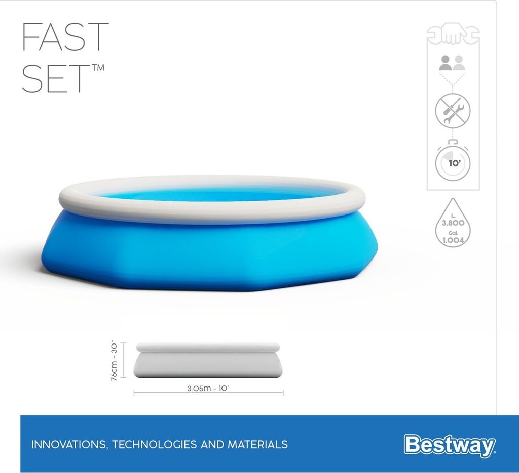 Bestway Fast Set Aufblasbarer Swimmingpool Rund 305x76 cm Produktbild 18