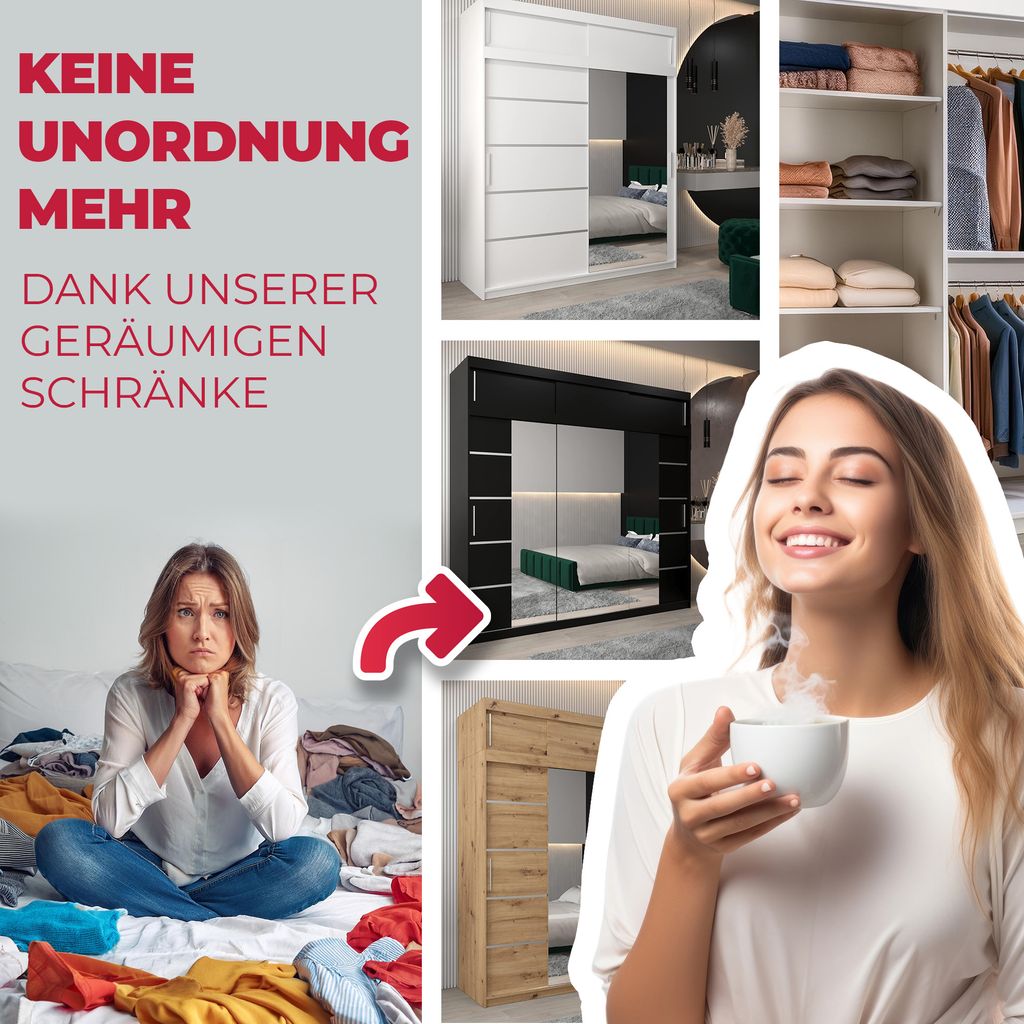 Kleiderschrank, Schiebetürenschrank Schlafzimmer, Schrank Produktbild 7