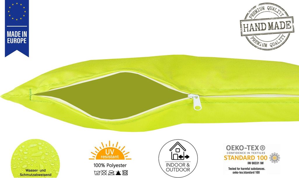 JACK 2er Set 30x50cm Outdoor Kissenhülle Bezug Kissen Hülle Lounge Garten Einfarbig, Farbe:Limette