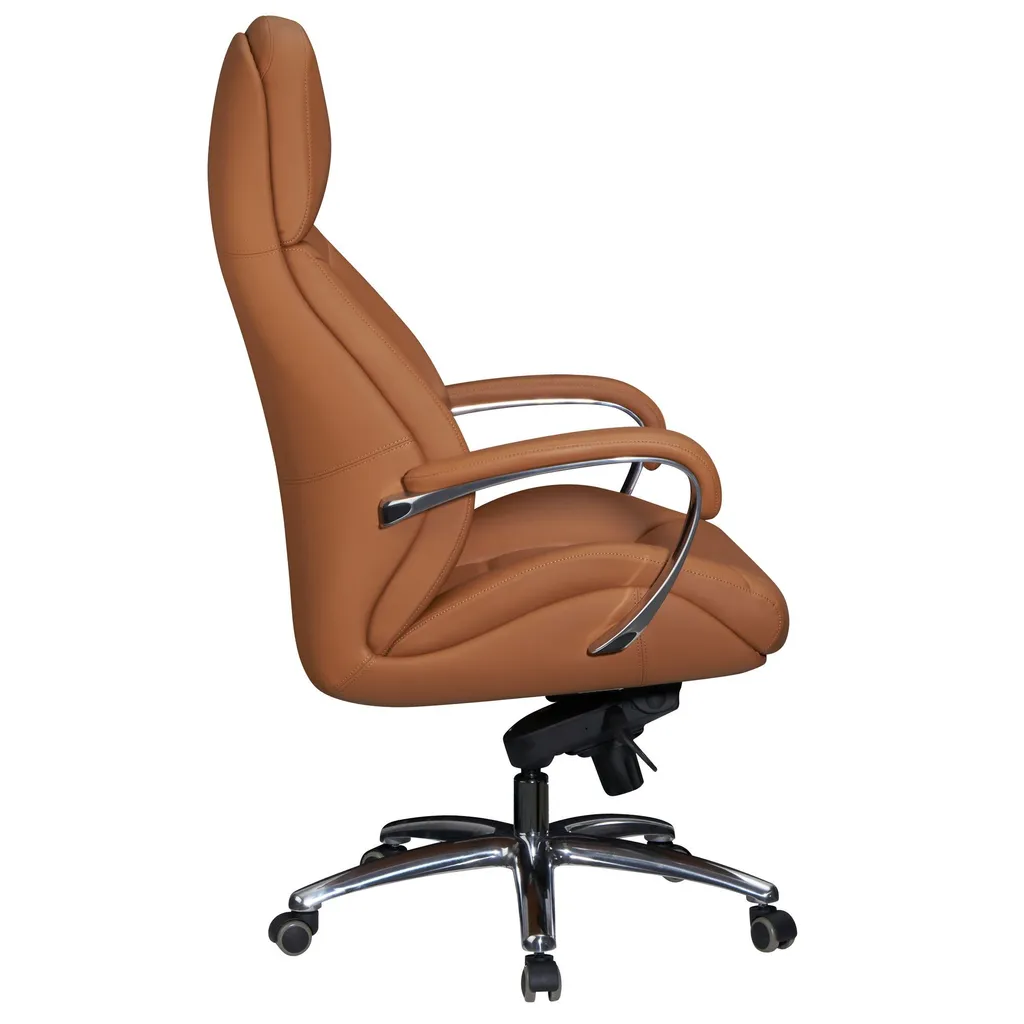 Fauteuil de Direction XXL en Cuir Caramel - Chaise de Bureau Ergonomique
