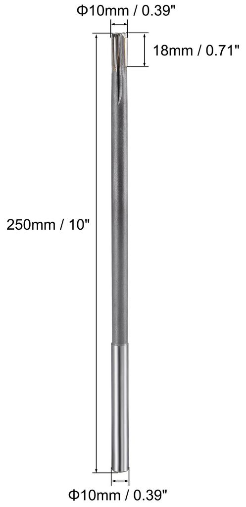 Chuck Reibahle Schnellstahl Hartmetallspitze H7, 10" (250mm) Lang 10mm
