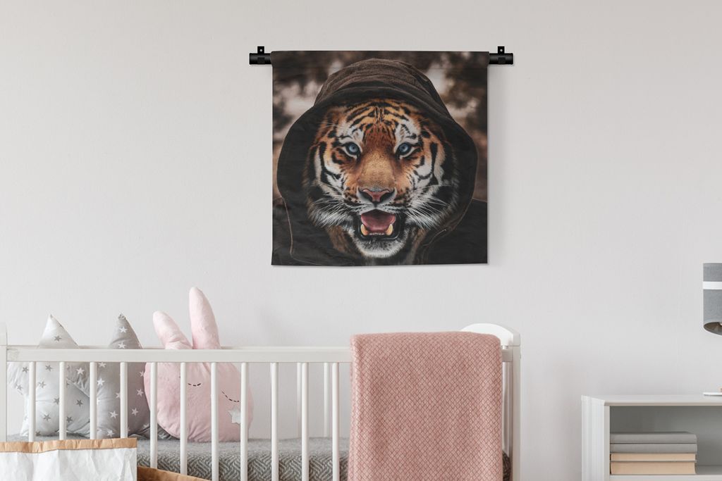 MuchoWow® Wandteppich Wandbehang Tiger - Kleidung - Blau Produktbild 