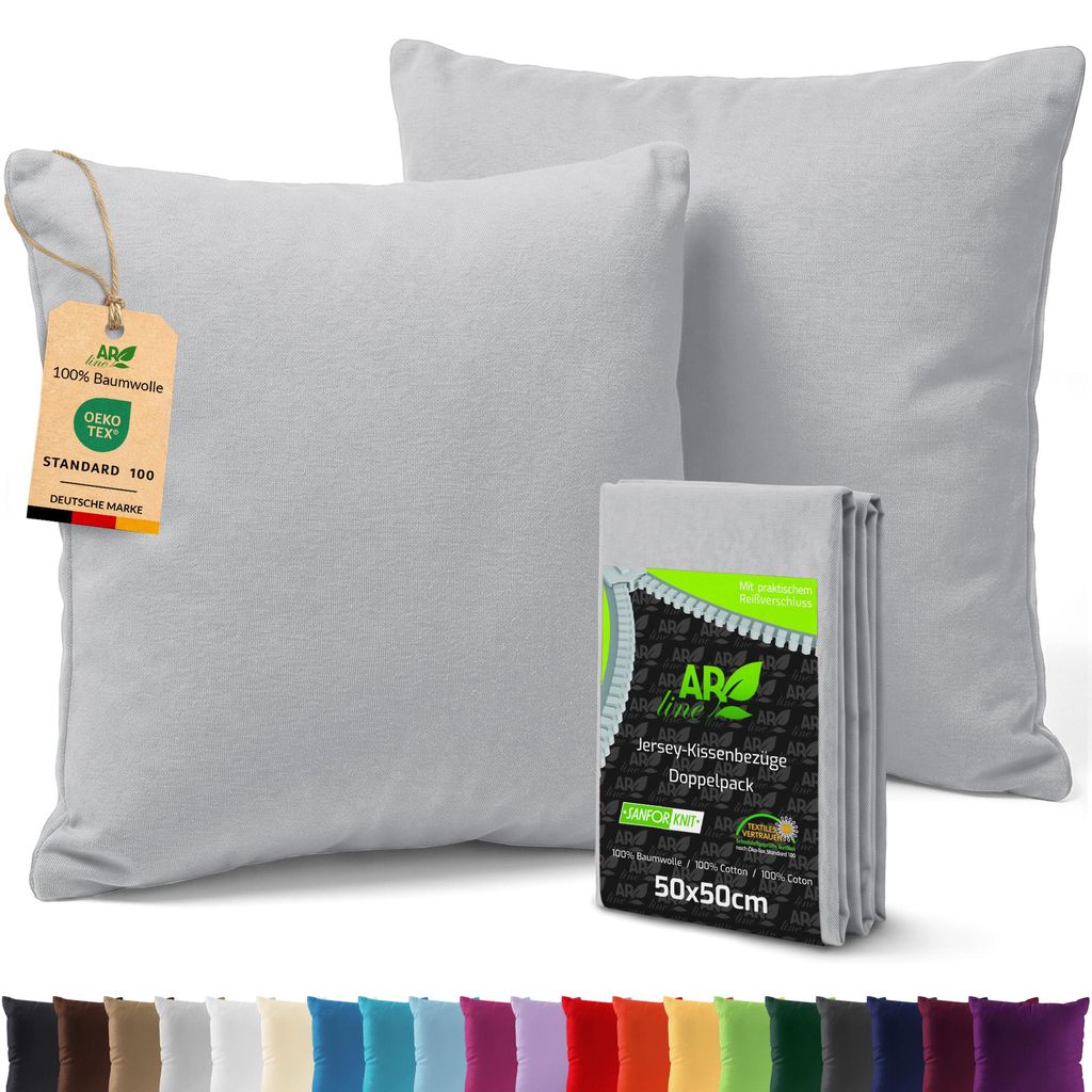 AR Line 2er Pack Jersey Kissenbezüge 50x50 Baumwolle – Produktbild 