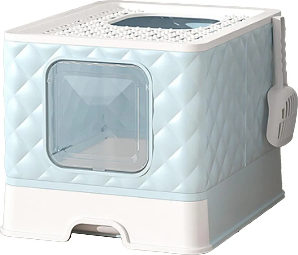 Lettiera Gatto Moderna Azzurra - Cassetto Estraibile e Grande Spazio