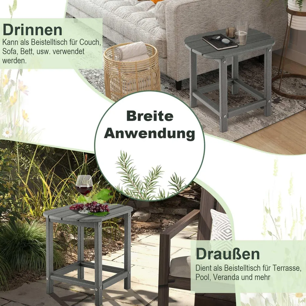 Table d'appoint extérieur résistante aux intempéries PEHD gris x2 - 3