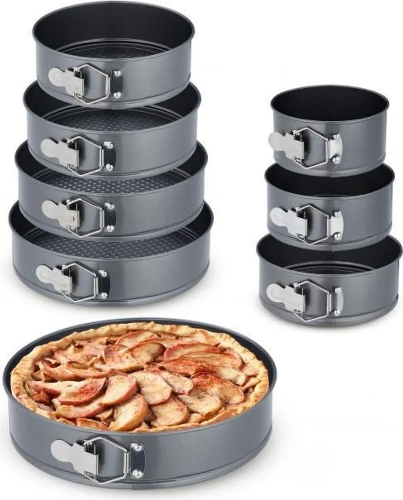 Kit 8 Tortiere a Molla in Acciaio al Carbonio | Qualità da Pasticceria