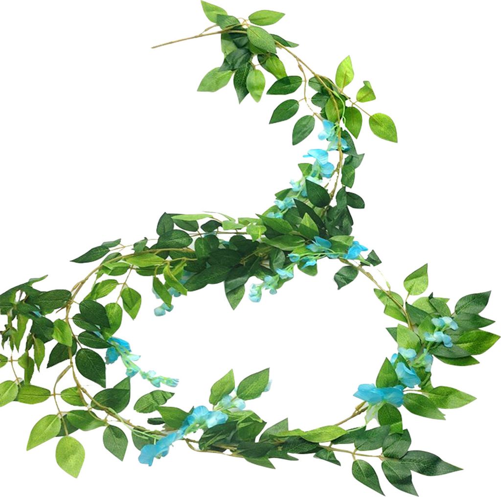 200CM Künstliche Wisteria Blumengirlande Realistische Home Hochzeit Garten Indoor Outdoor Wandbehang Faux Klettern Floral Grün Hängende Efeu Dek...