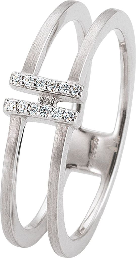 Gr. 54 Damen Ring 585 Gold Weißgold matt 12 Diamanten Brillanten