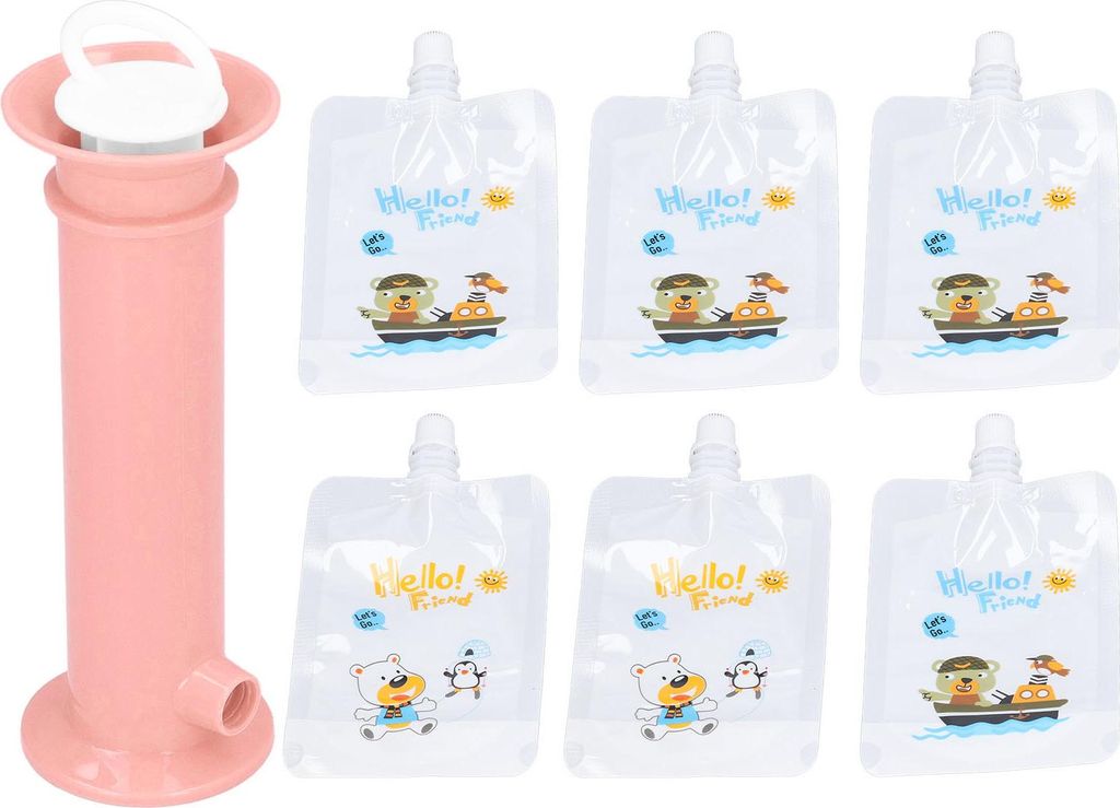 7pcs Set Babynahrungstasche Hersteller reiner Farbbeutel Kleinkind Fruchtequelle Pürefüller für Kinder Rose Rose