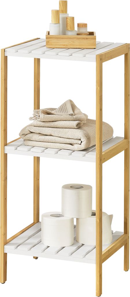 Badregal Balsfjord mit 3 Ablagen Bambus Regal Standregal Produktbild 