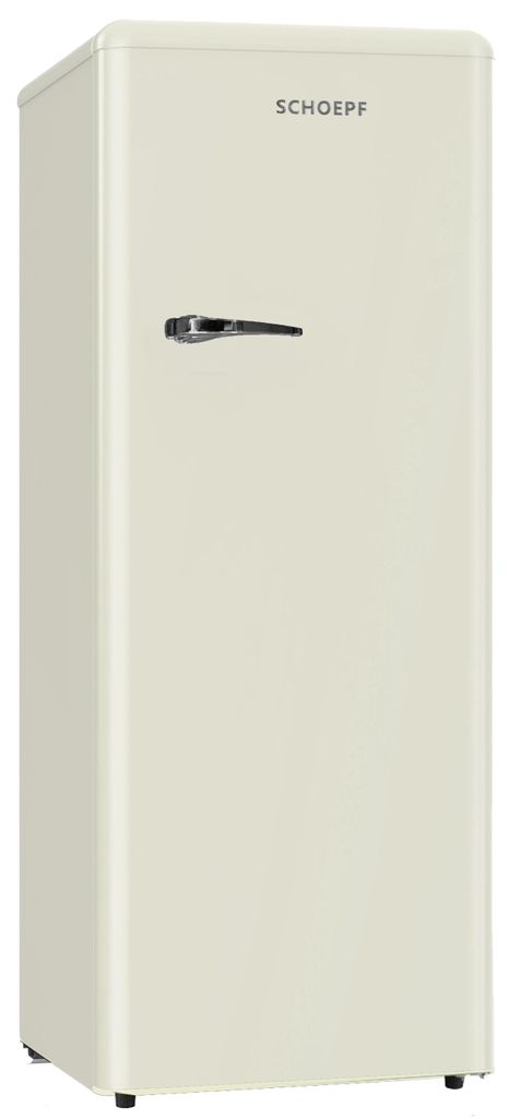 SCHOEPF Retro Vollraumkühlschrank / RKS245CR / Creme / 238 Liter Nutzinhalt / Vintage Style / LED-Beleuchtung / Retro Kühlschrank