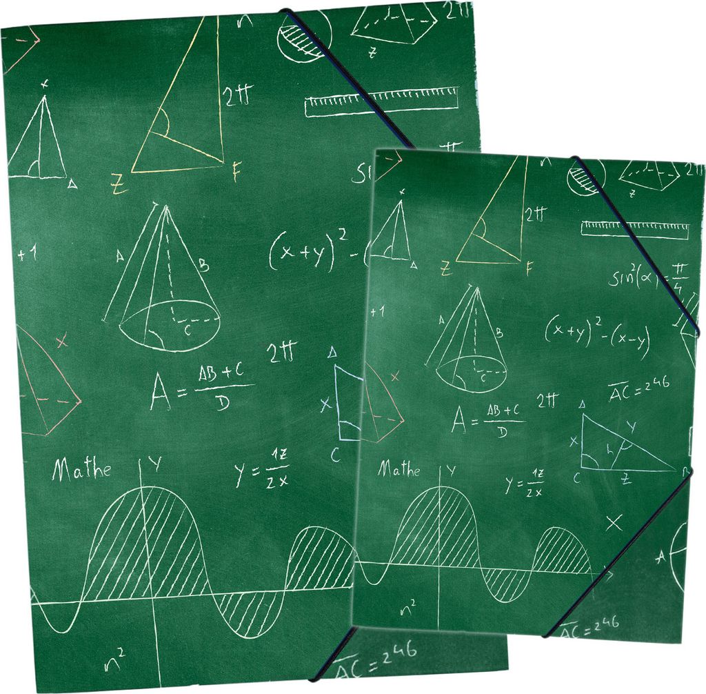 itenga Gummizugmappe Zeichenmappe A4 und A3 Motiv Formeln Set