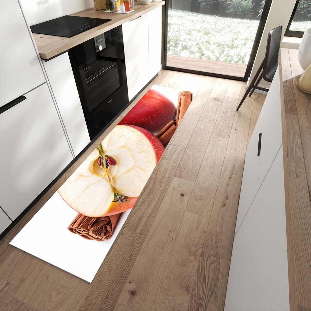 Küchenteppich 60x240cm rutschfest & abwischbar PVC Läufer - Apfel mit Zimt