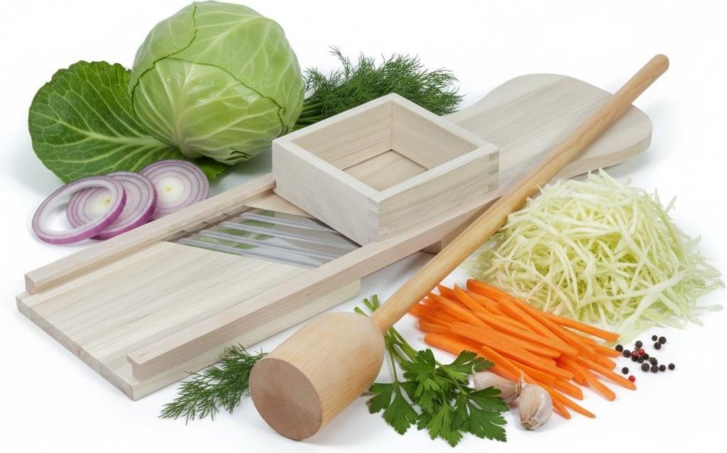 Professionelles Set zum KAPUSTENFÜLLEN XXL-Schneidemaschine und 110 cm langer Stößel