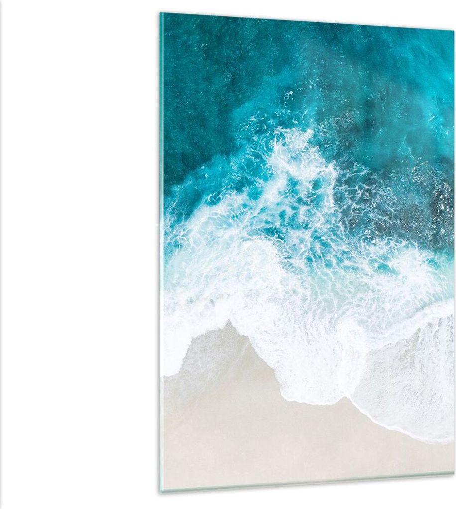 Bilder auf glas - Einteilig - Luftaufnahmen Strand Welle - 80x120cm - Glasbilder - Wandbilder - Bilder - Wanddekoration aus Glas - Glas Bilder - Wa...