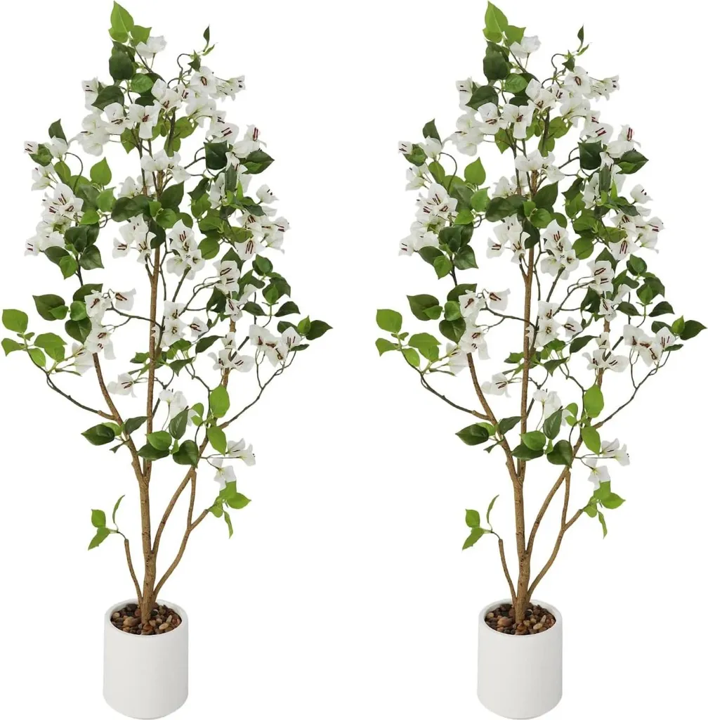 Plante artificielle bougainvillier blanc arbuste fleuri réaliste 150cm