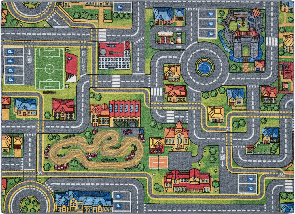 REBEL ROADS TEPPICH City life 97 Stadt, rutschfest für Kinder - grau Mehrfarben 95x200 cm