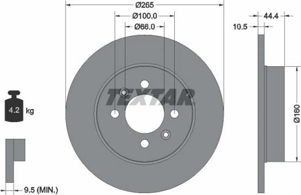 Disque de Frein TEXTAR 92064903 pour Remplacement Renault OE 7700800002