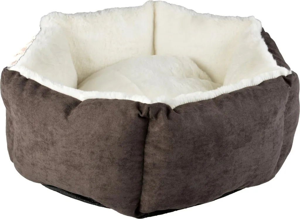 Panier chien hexagonal Duvo+ Velvet Concrete gris blanc moelleux L