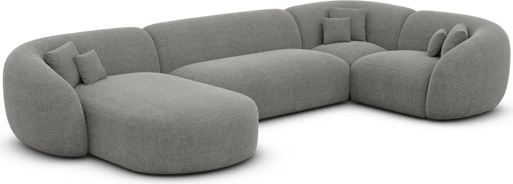 Strukturstoff U-Form XL Wohnlandschaft Gaia Grau Links