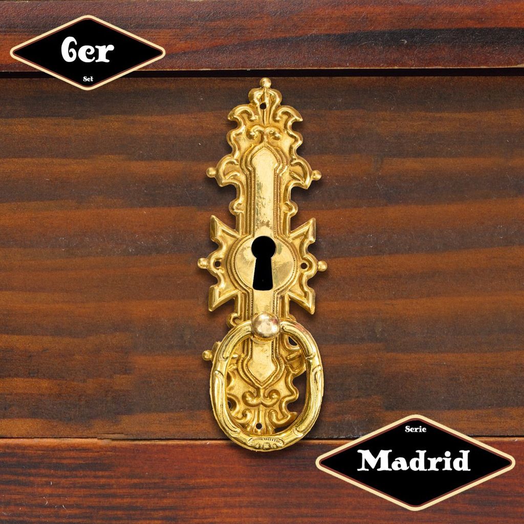 Schubladengriff,Serie "Madrid",6er Pack | Eisen in Messing gl. | H11,3xB3,8cm