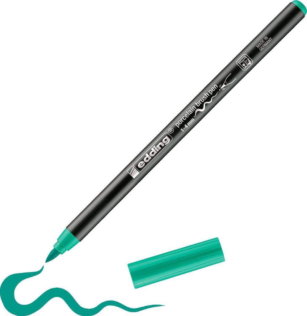 edding 4200 Porcelain Brushpen 1.0 bis 4.0 mm für Keramik Glas und Porzellan Jadegrün