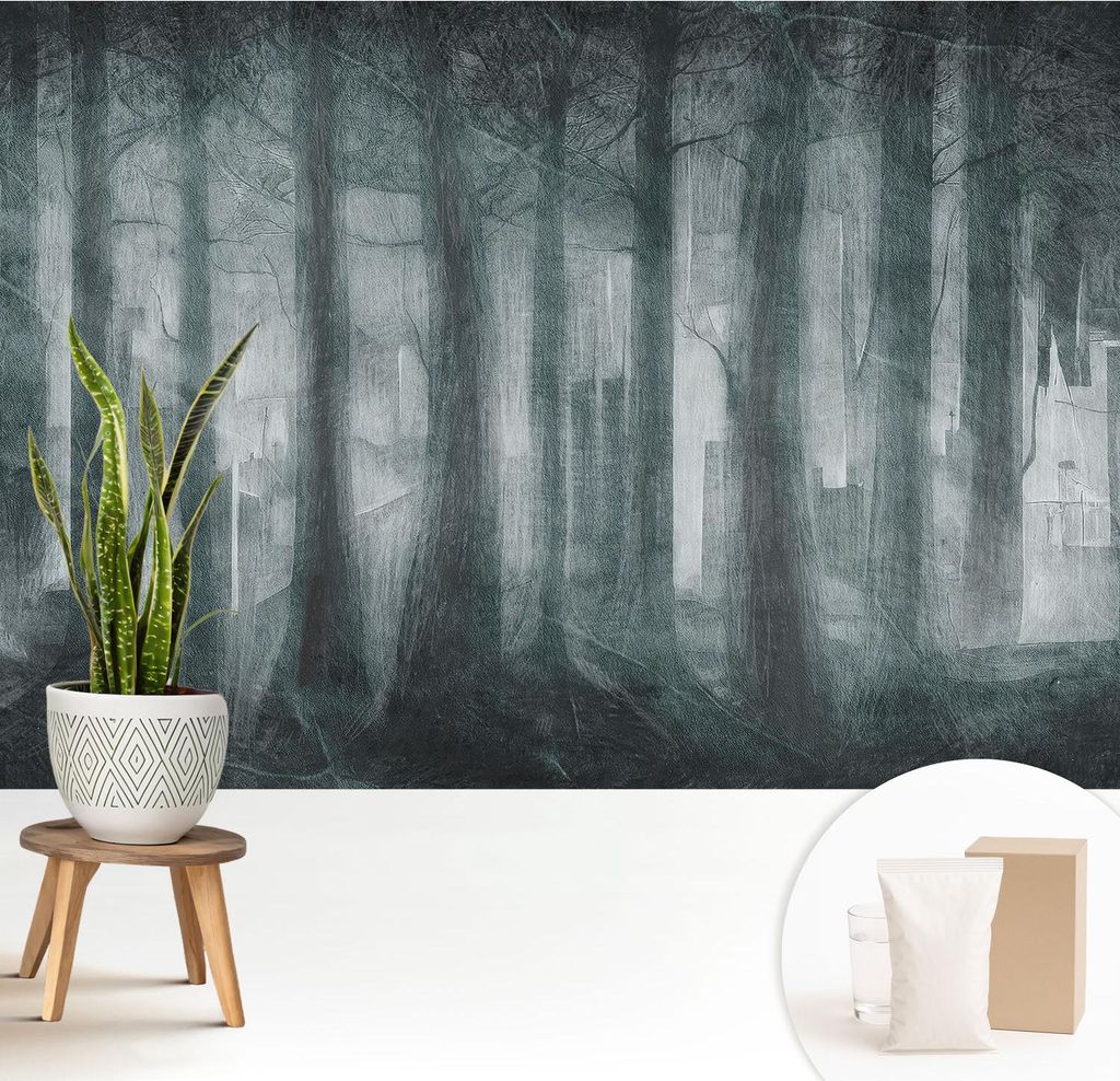 Fototapete - 208x146 cm - Tapete - Wandtapete - Wandbilder - Dekofolie - Tapete Folie - Wand - Dekoration - Wohnzimmer - geheimnisvoller Wald