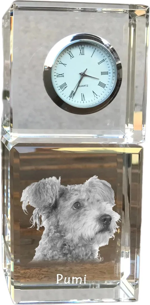 Orologio da Tavolo Pumi Personalizzato: Regalo Memoriale in Cristallo