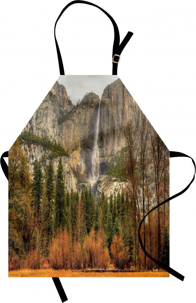 ABAKUHAUS Yosemite Kochschürze, Yosemite Falls Trees Gebirgsklippen-Herbst-Nationalpark-Kalifornien-Natur-Druck, Farbfest Höhenverstellbar Waschb...