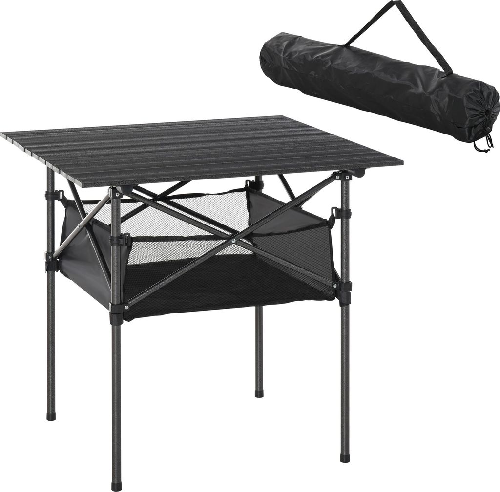 Campingtisch aus Aluminium faltbar Klapptisch Falttisch mit Netztasche tragbarer Picknicktisch für Camping Garten Party Picknick Balkon Schwarz 70...
