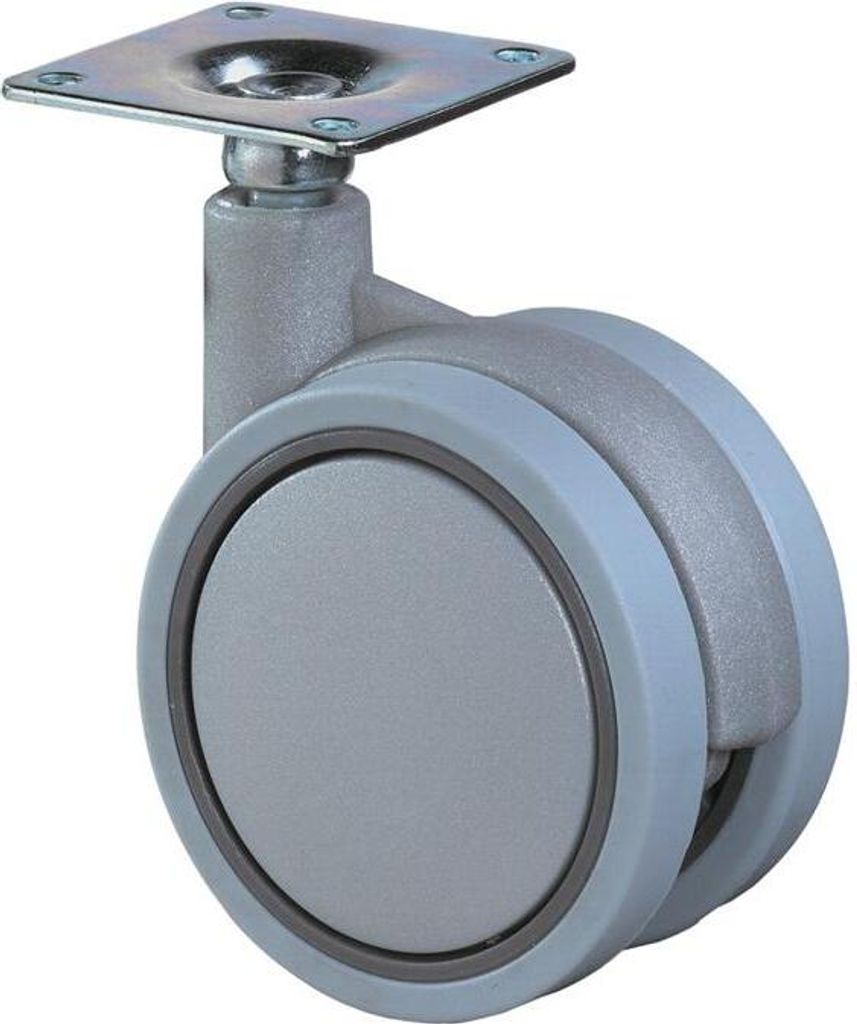 BS Rollen Lenkrolle Durchmesser 40mm Tragkraft 20kg Kunststoffrad grau Platte 42x42mm - F328.040