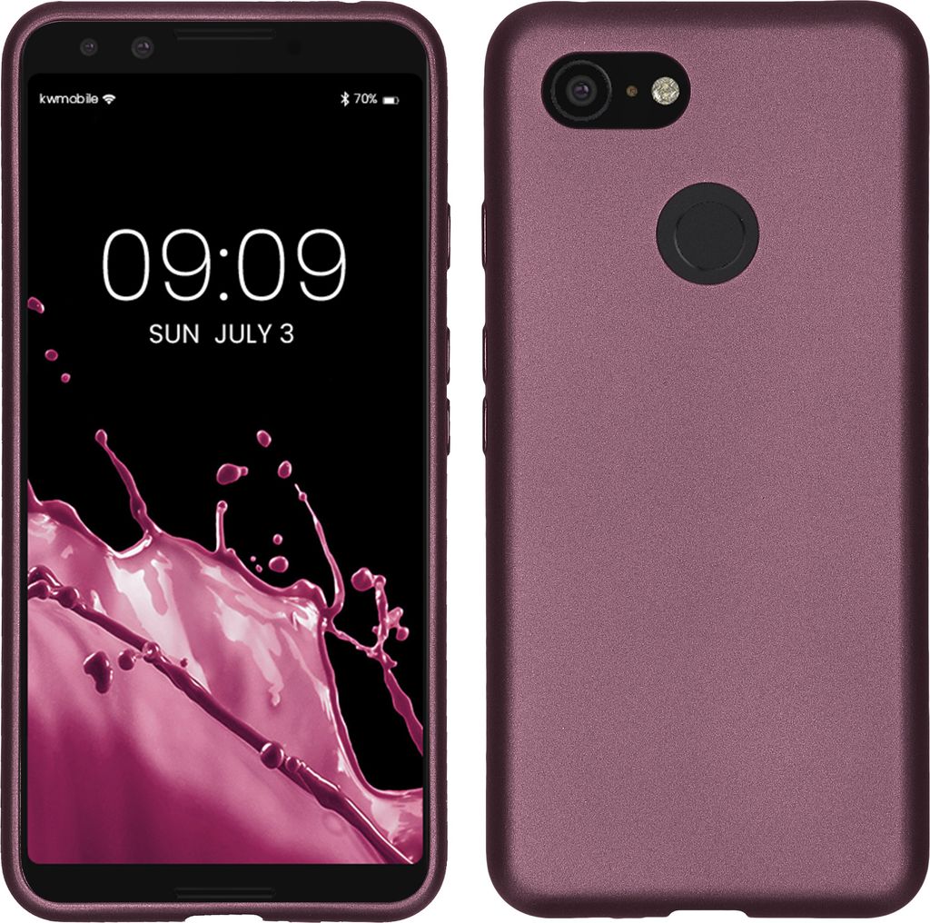 kwmobile Case kompatibel mit Google Pixel 3 Hülle - Schutzhülle aus Silikon metallisch schimmernd - Handyhülle Metallic Lavendel