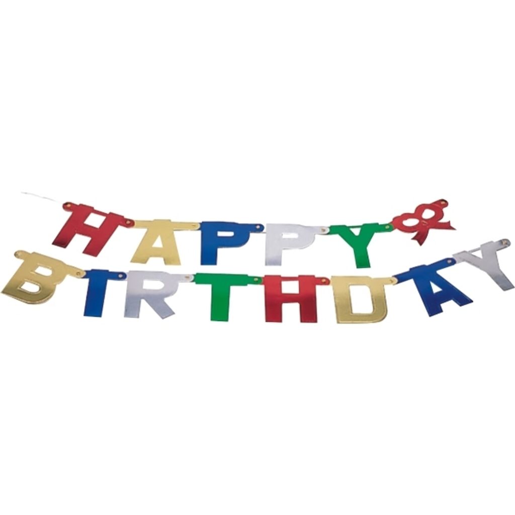 Festone Happy Birthday Con Bandierine Olografiche Blu | 11 Pezzi, Lunghezza 3,9 Metri | Decorazione Compleanno - 2