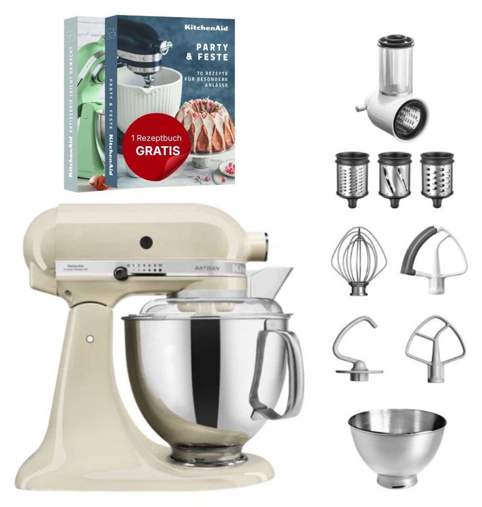 KitchenAid 4,8 L 5KSM175 Artisan Küchenmaschine Set 1 Gemüseschneider Crème