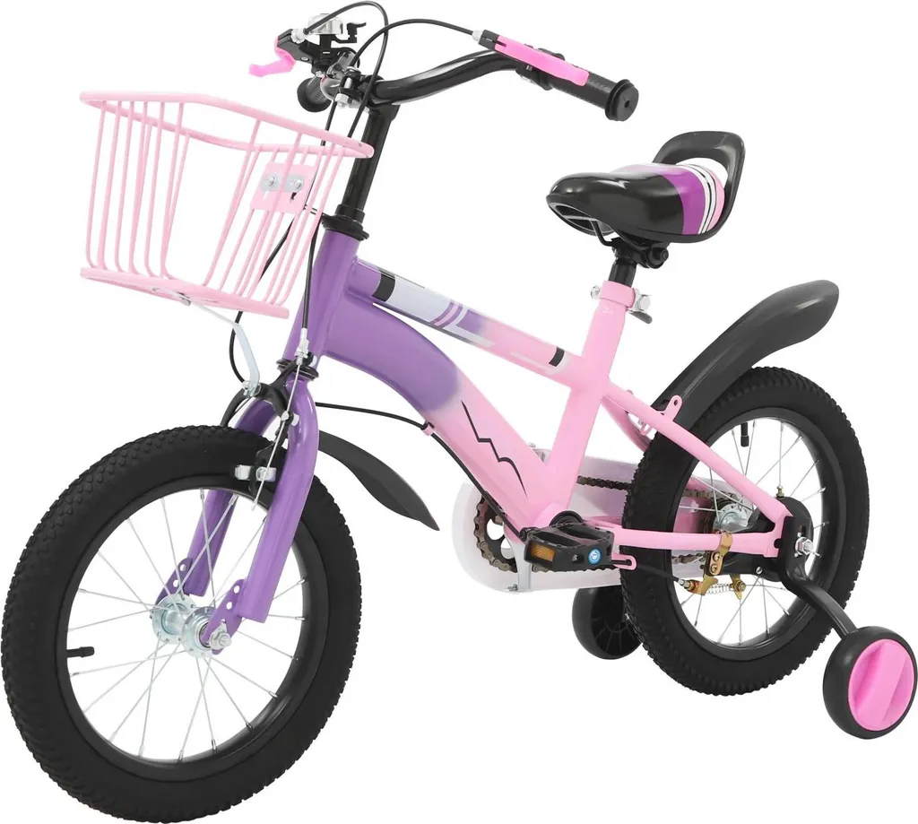 Vélo Enfant Rose Idéal Apprentissage avec Stabilisateurs et Freins