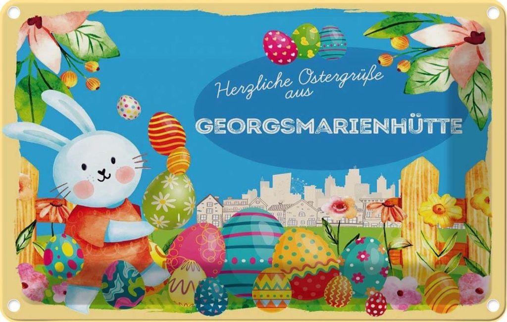 vianmo Blechschild 12x18 cm Ostergrüße GEORGSMARIENHÜTTE Ostern Gruß