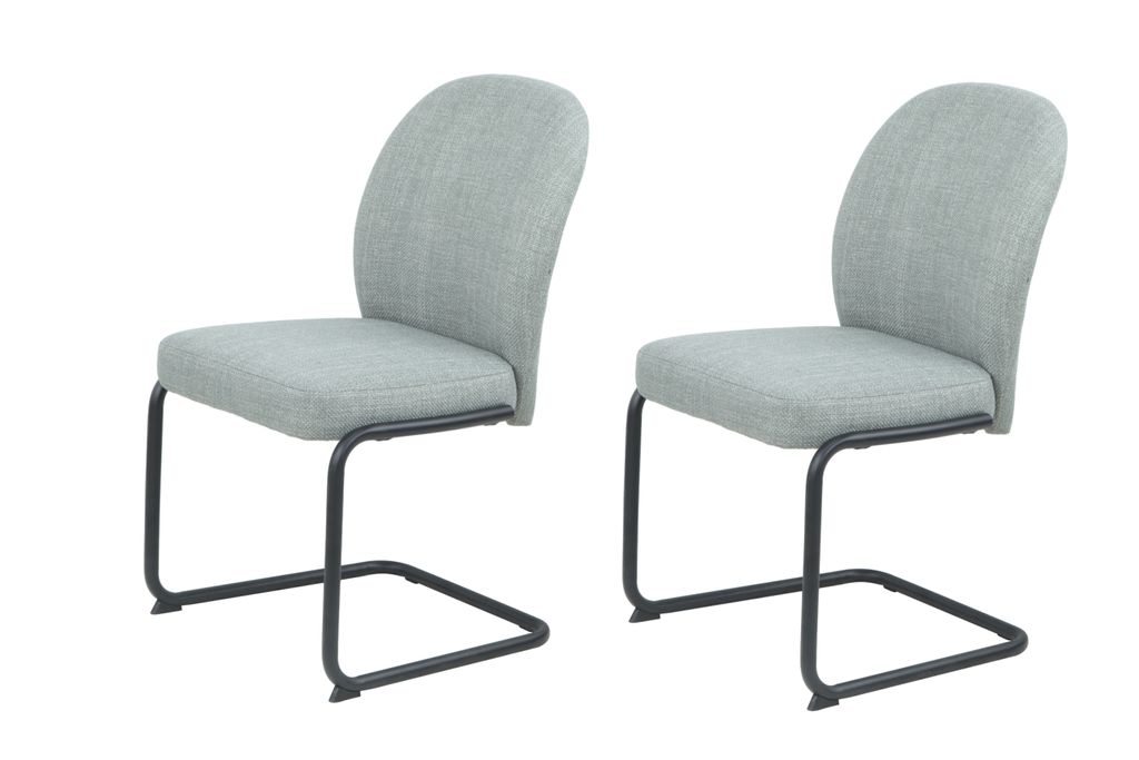 Hela Tische, 2er Set Freischwinger Esszimmerstuhl KAREN - Bezug Webstoff Mint - ergonomisch - Rundrohr Metall Gestell Schwarz - ca. 120kg belastbar