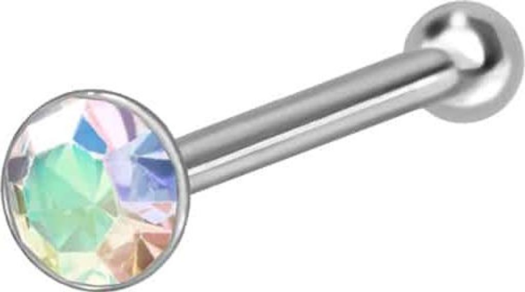Nasenpiercing, Nasenstecker 925er Silber Nasenstecker Pin RUNDER KRISTALL