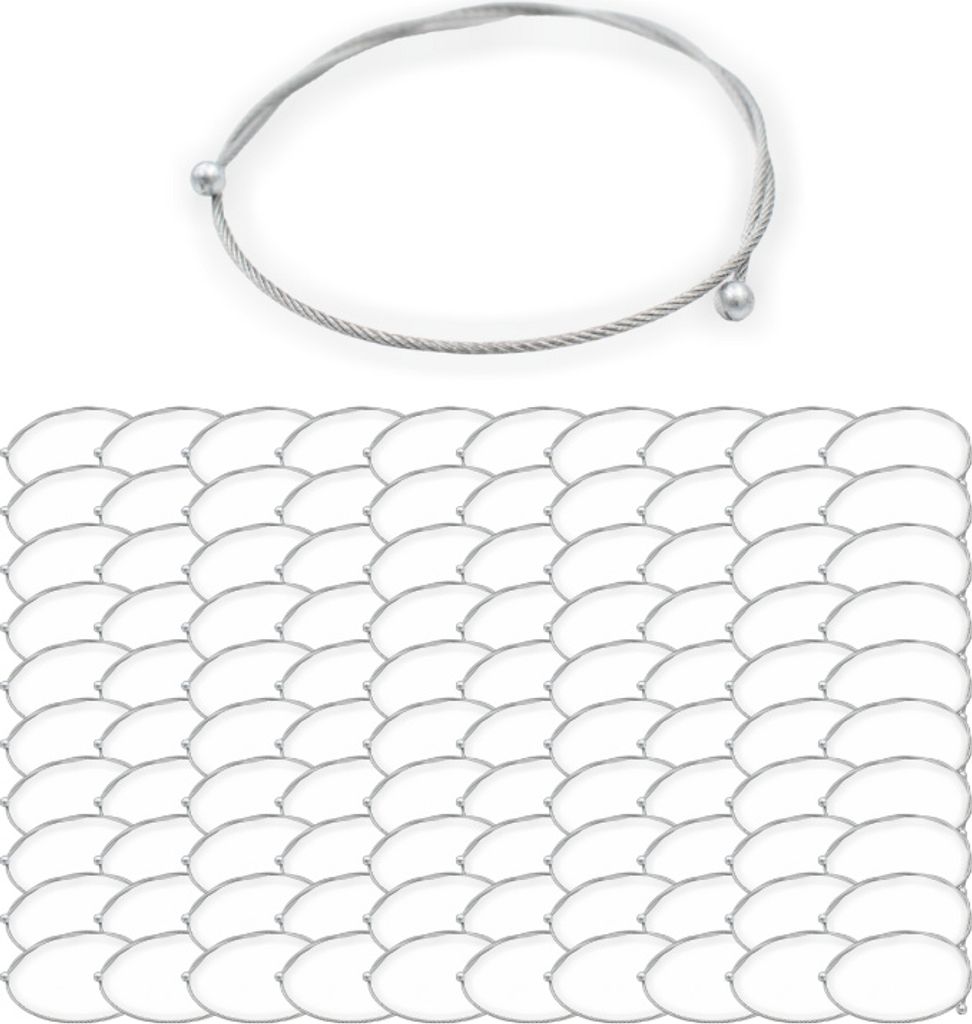 100x Drahtseil Ø 1,2 mm, 7x7, mit beidseitiger Kugel Ø 8 mm, Stahl verzinkt | Länge 320 mm