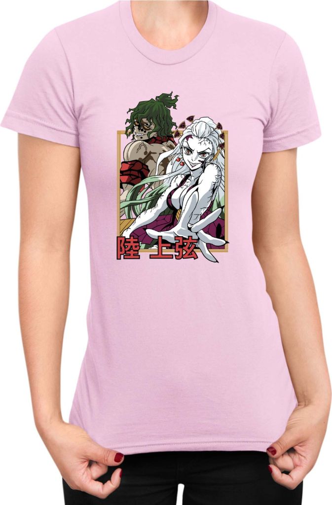 Damen T-Shirt Japan Anime Manga Demon Anime Slayer Daki & Gyutaro, Lady XS / Hellrosa