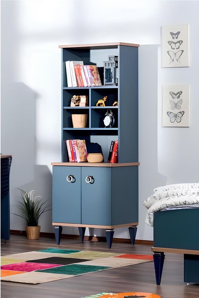 Bücherregal Blau Jugendzimmer Möbel Bücherschrank Modern Kinderzimmer Neu