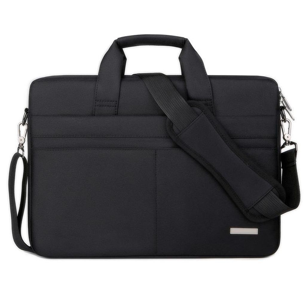Student Laptop Tasche, Wasserdicht Oxford Stoff, Leicht Notebook Hülle, Stilvoll Groß Kapazität, 15,6-16,1 Zoll, Schwarz