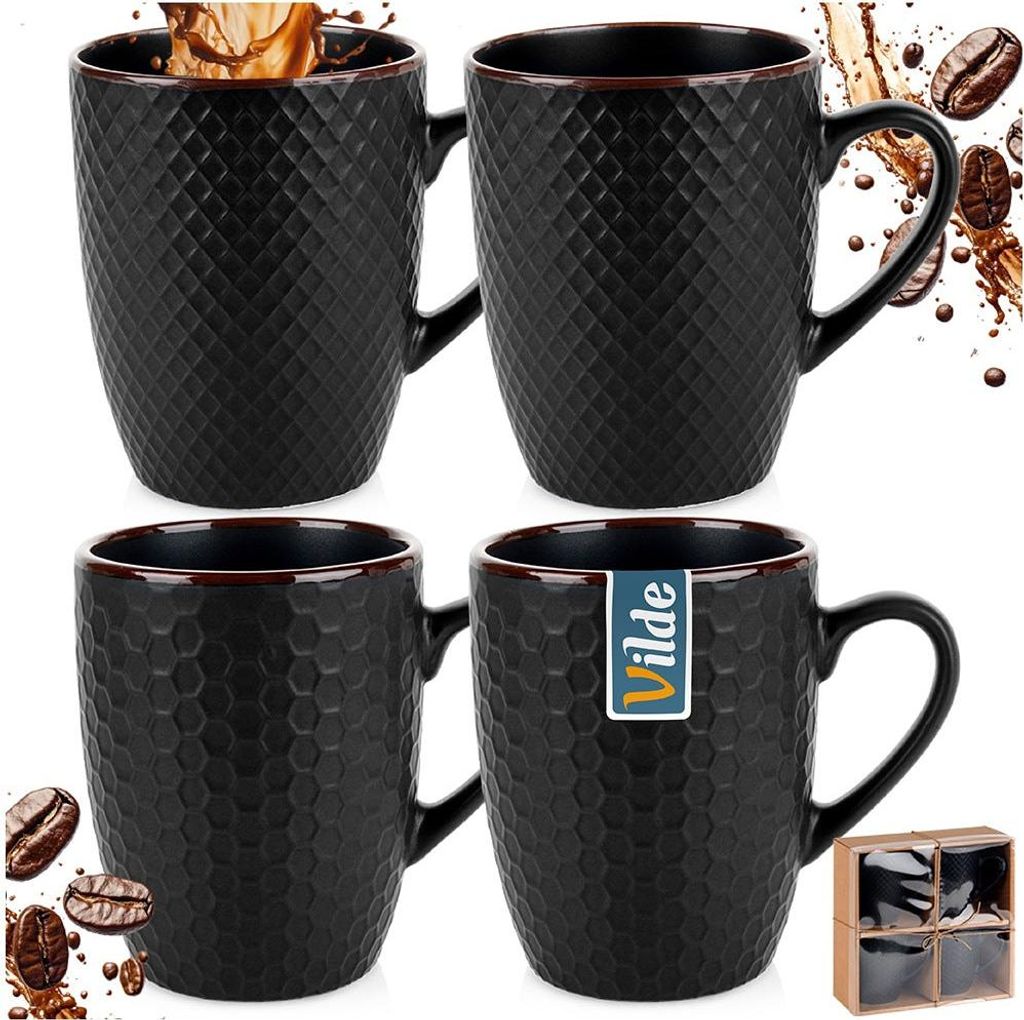 Vilde Keramikbecher Set 4 Stück 400ml Schwarz Produktbild 